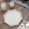 25 Octagon 7" WHITE Paper Salad Dinner PLATES NATURAL Bamboo Print